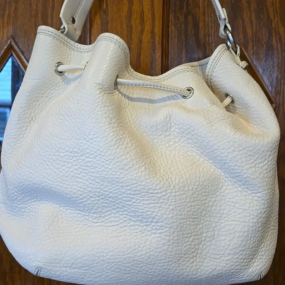 Cole Haan Elegant White Ivory Leather Bucket Bag